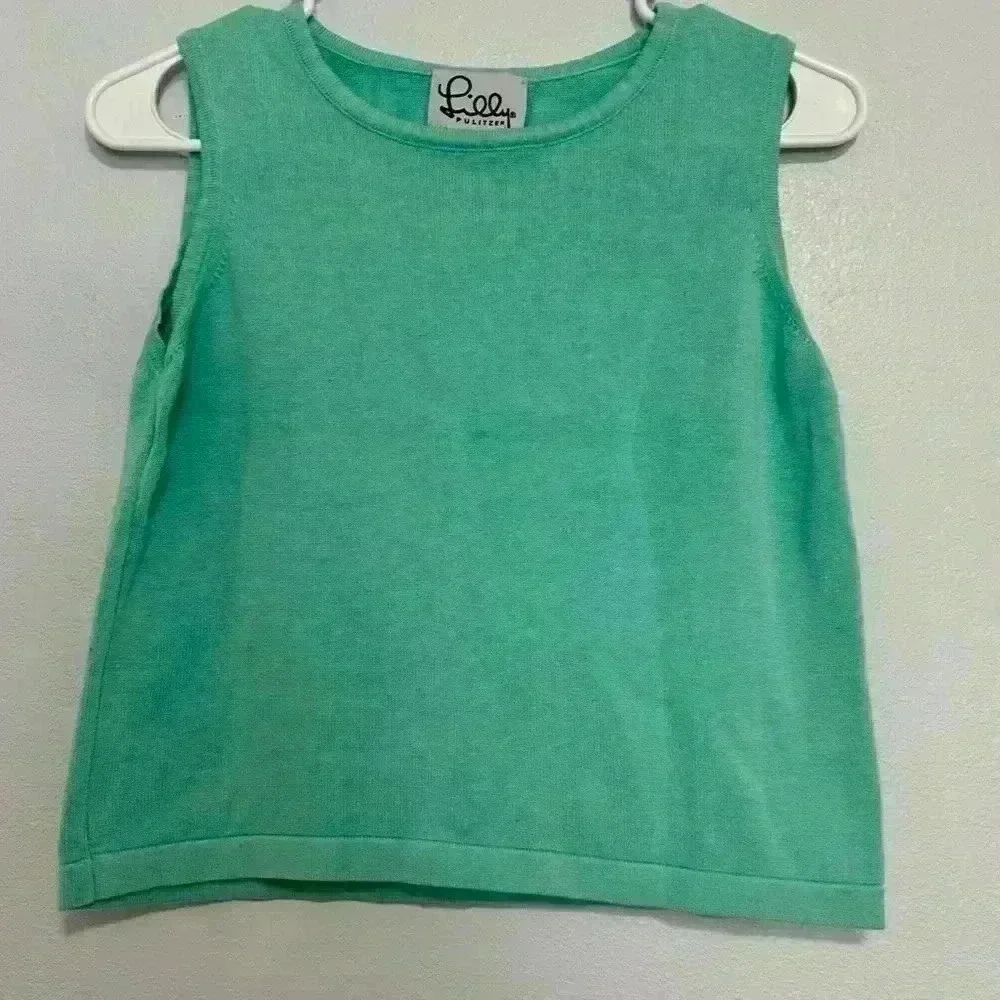 Lilly Pulitzer Sleeveless Sweater Top Aqua Green Knit Women's PS